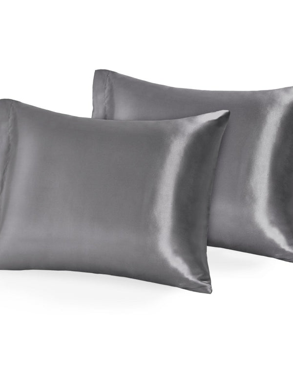 Two mulberry silk pillowcases on pillows