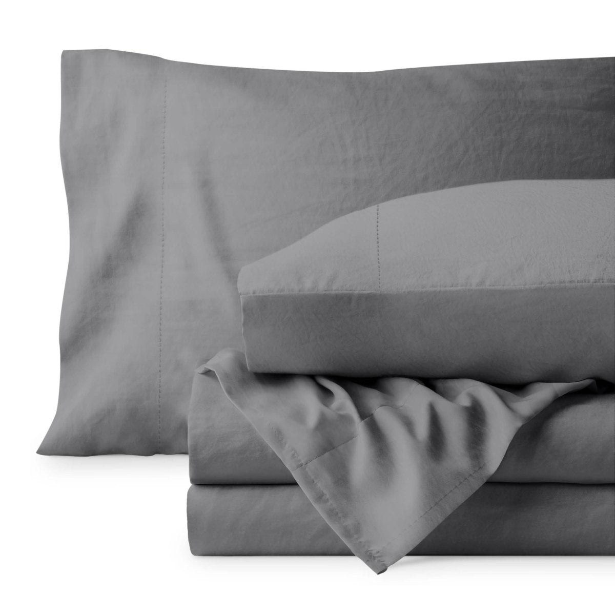 Washed sheet set folded and stacked