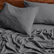 Close up of sheets and pillowcases on a bed