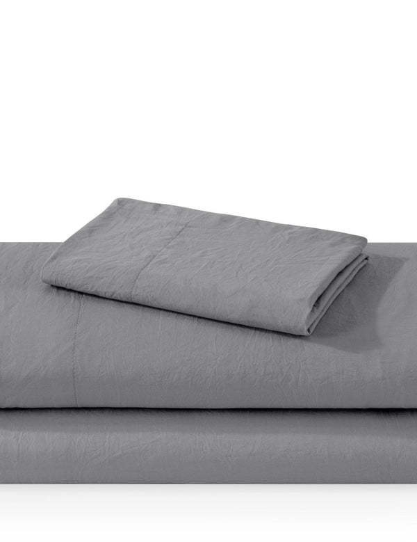 Washed sheet set folded and stacked