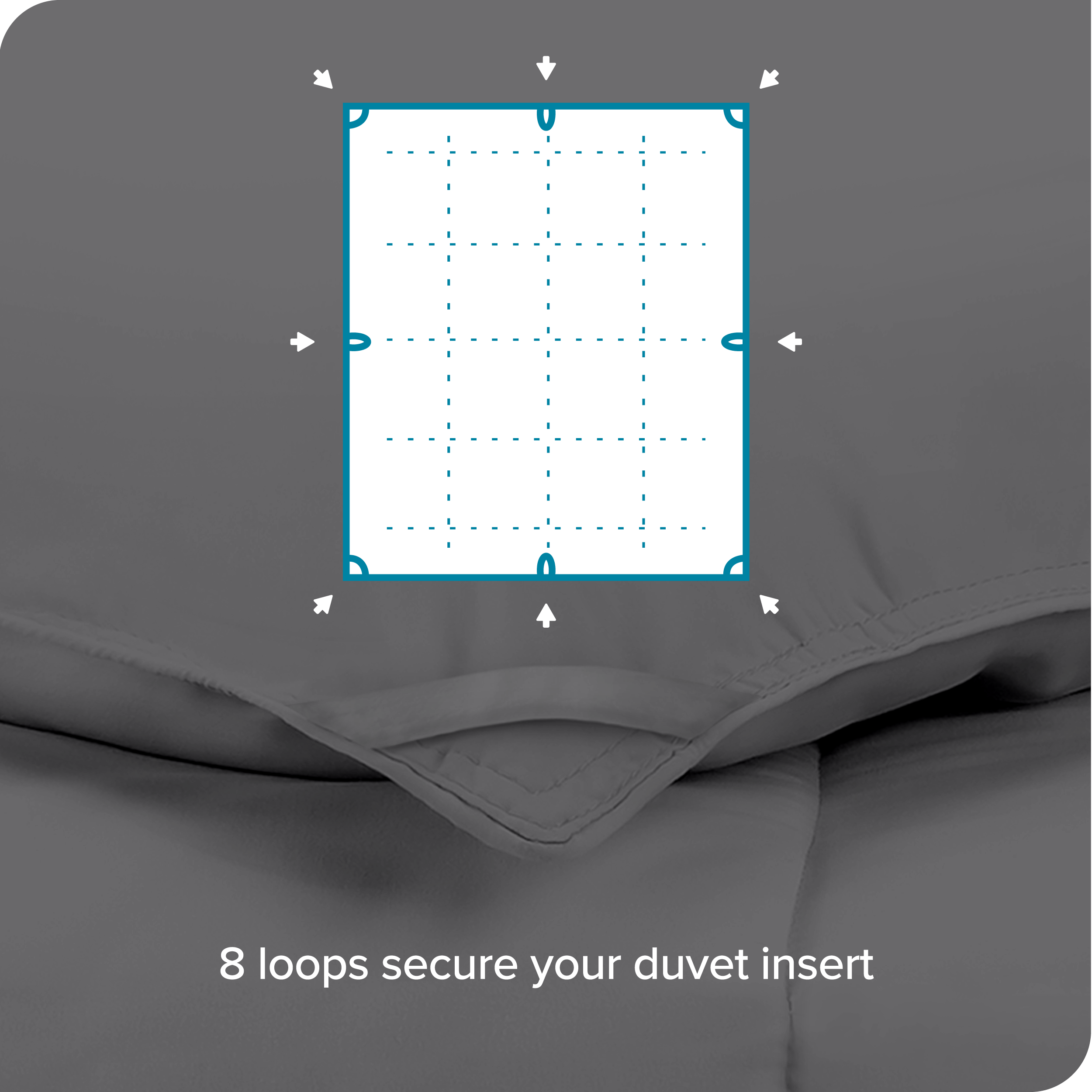 Diagram which shows the loops on the duvet insert