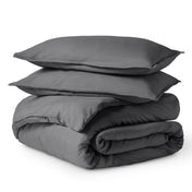 Solid color duvet set folded and stacked