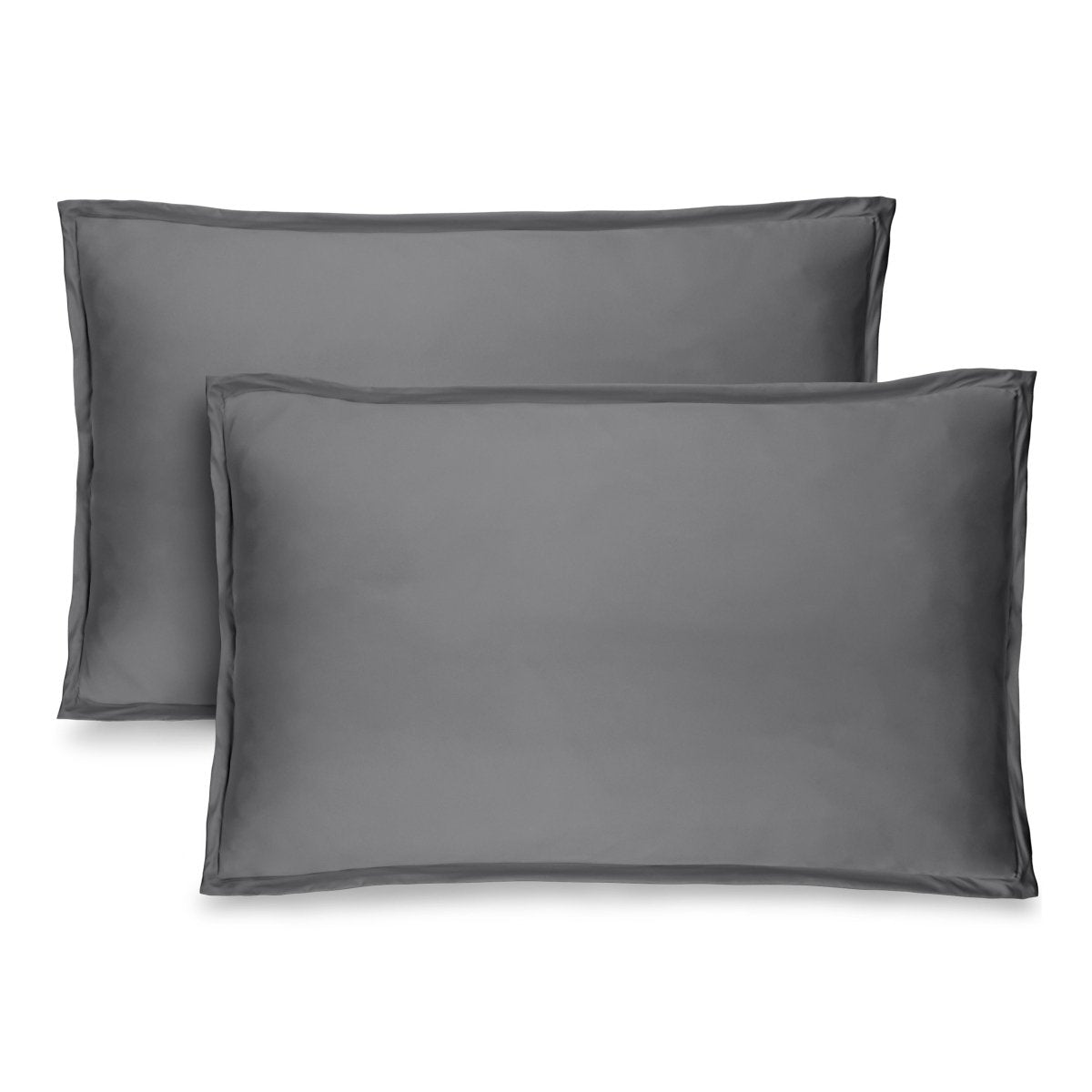 Two microfiber pillow shams on a white background