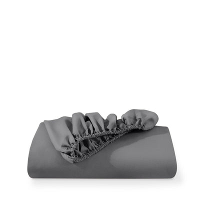 Grey fitted sheet on a white background