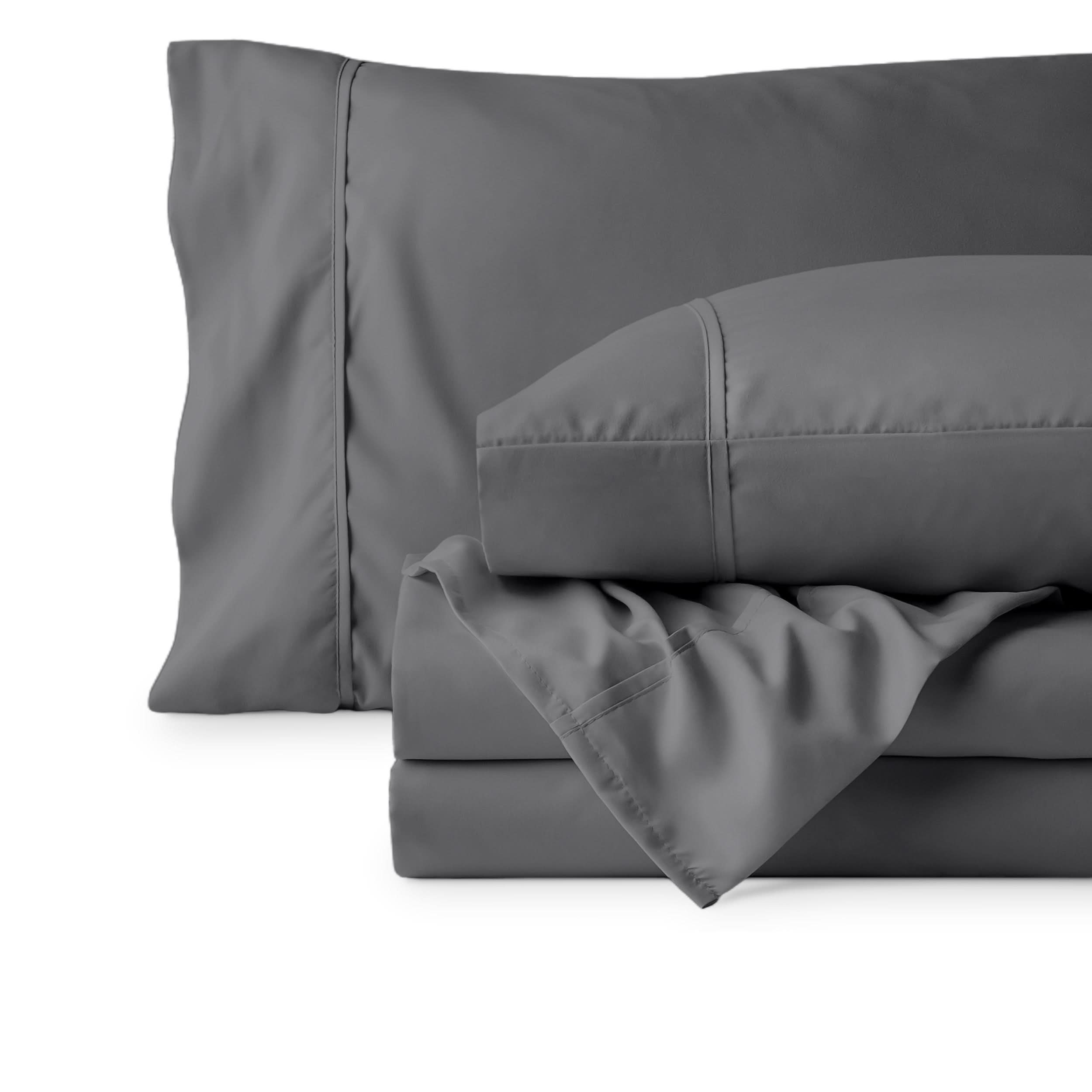 An extra deep pocket sheet set folded and stacked neatly