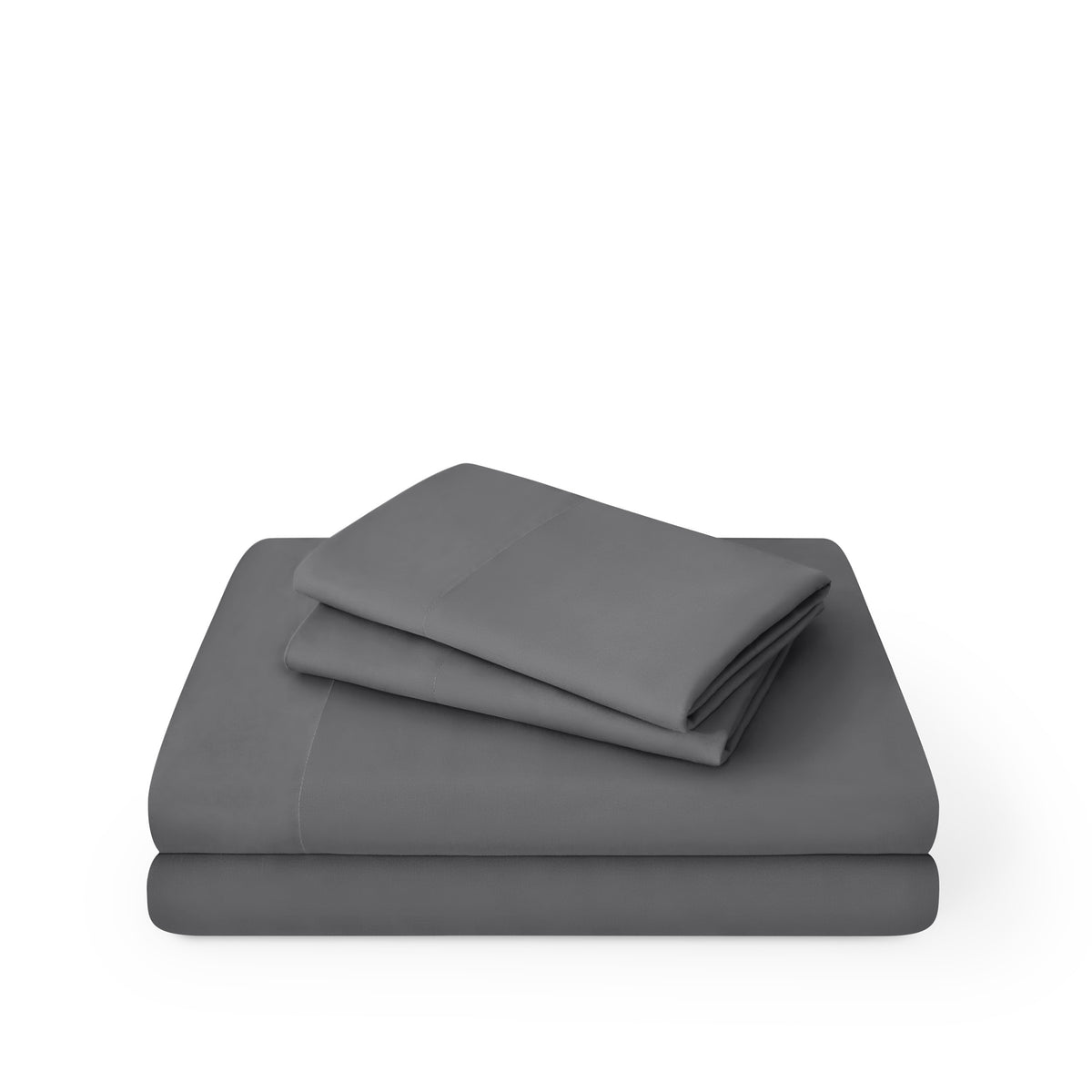 Microfiber sheet set folded and stacked on a white background