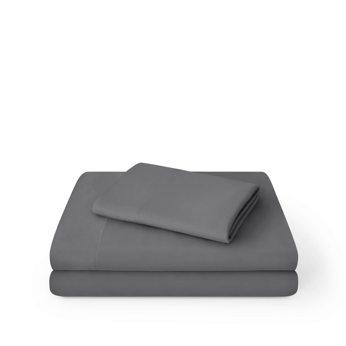 Microfiber sheet set folded and stacked on a white background