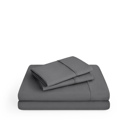 Microfiber sheet set folded and stacked