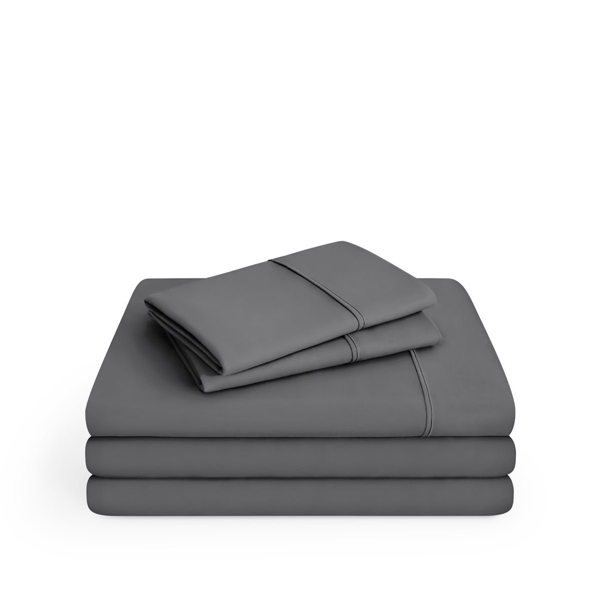 Microfiber sheet set folded and stacked