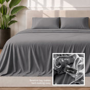 Sewn-in tag makes bed-making easy