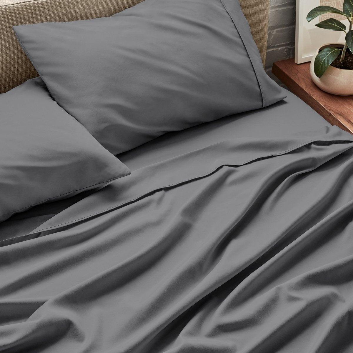 Close up of ultra-soft sheets on a bed