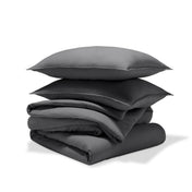 A comforter set folded and stacked