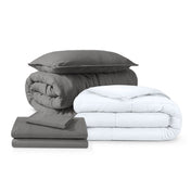 Washed bedding bundle folded and stacked