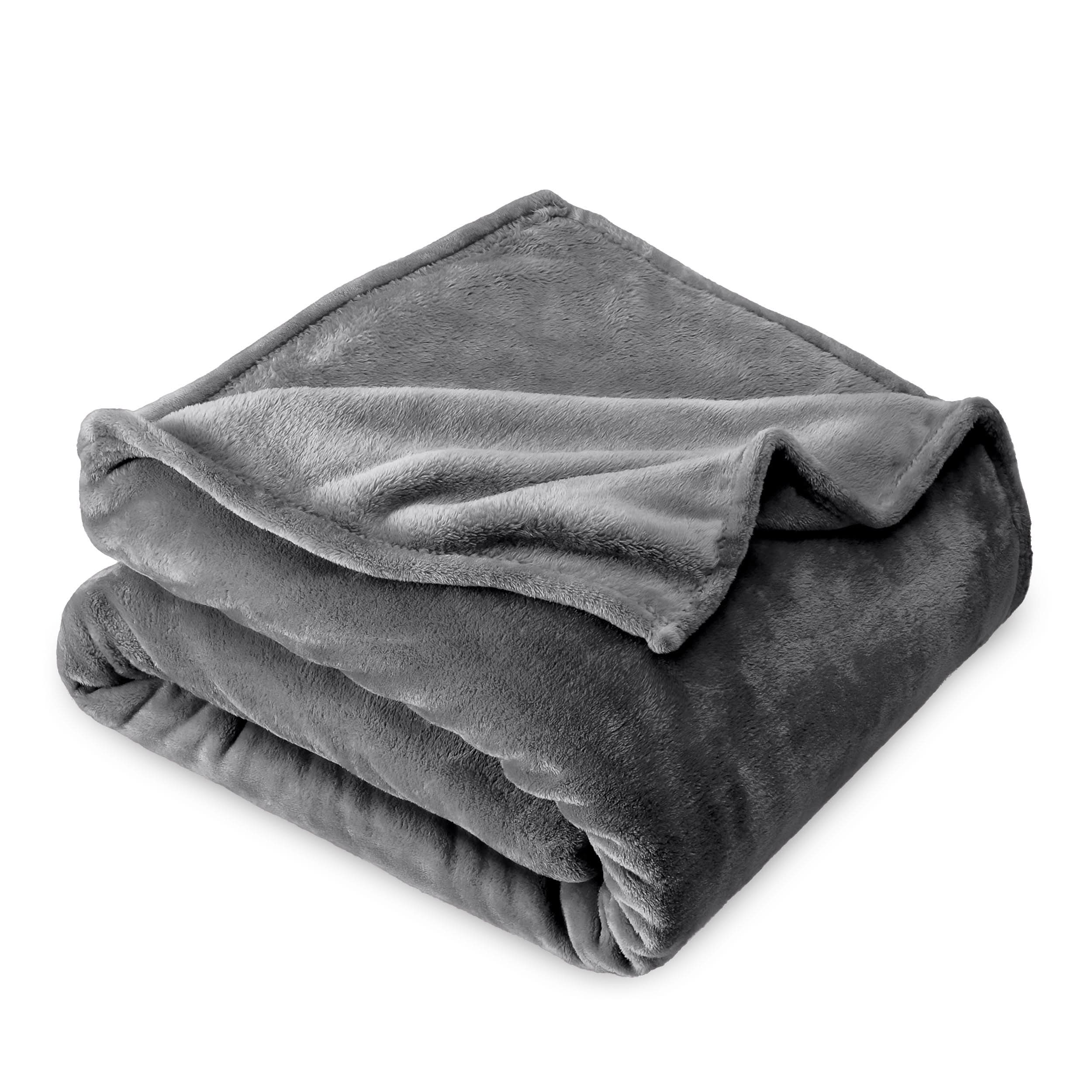 Grey microplush blanket folded