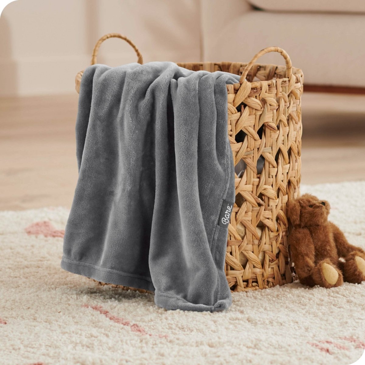 A blanket in a basket