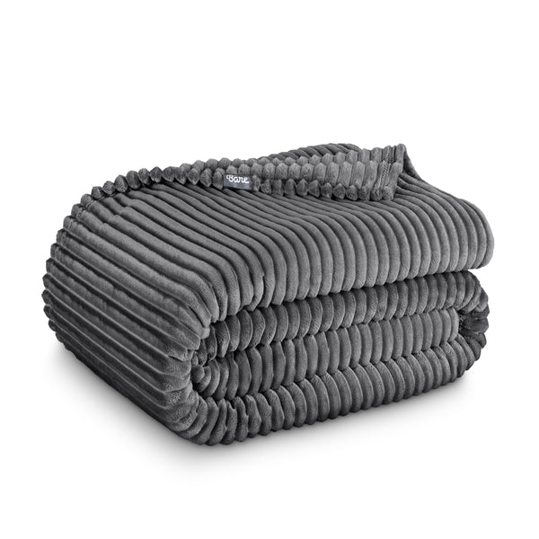 Microplush ribbed blanket folded