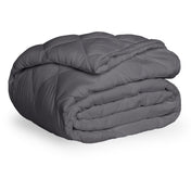 A grey quilted mattress pad