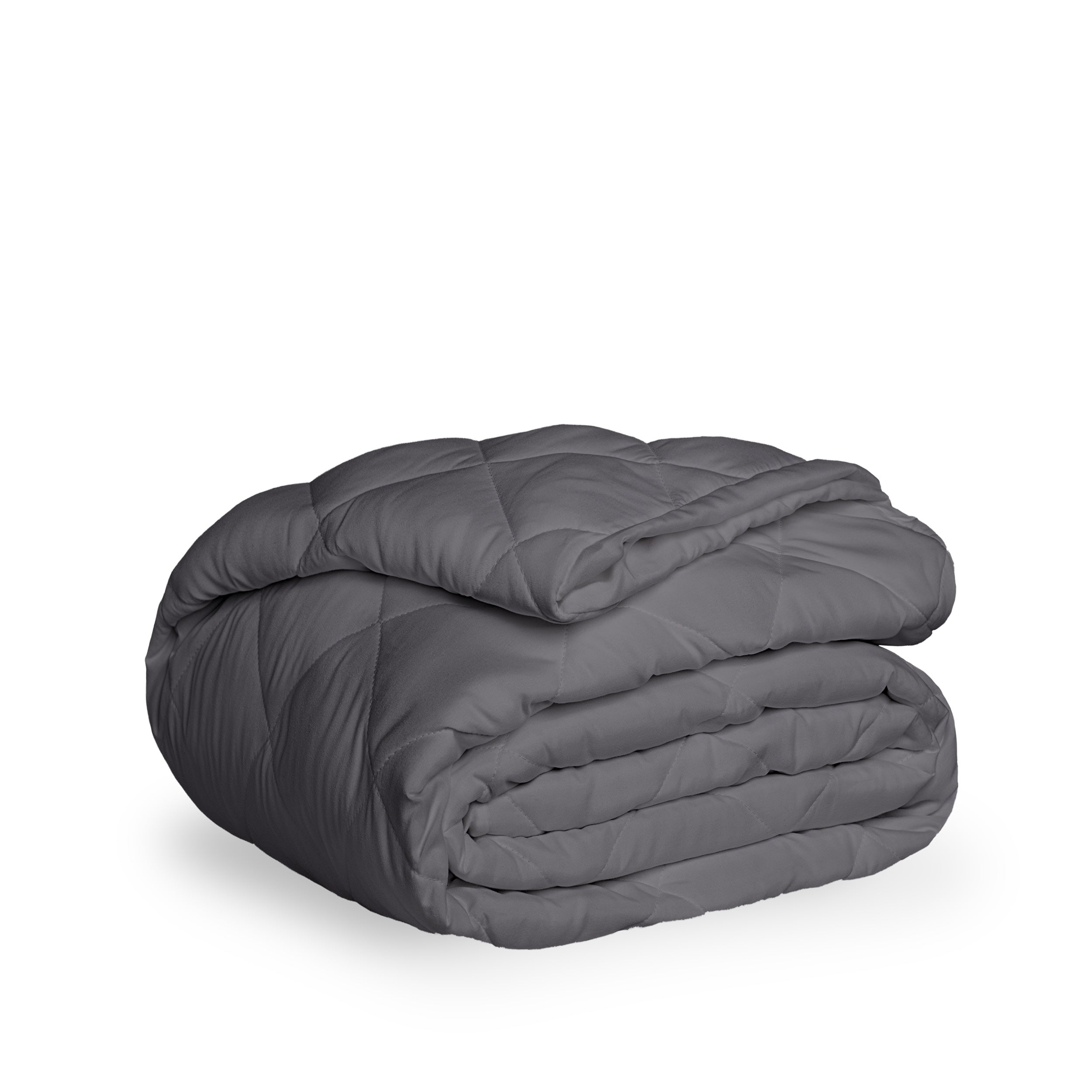 A grey quilted mattress pad