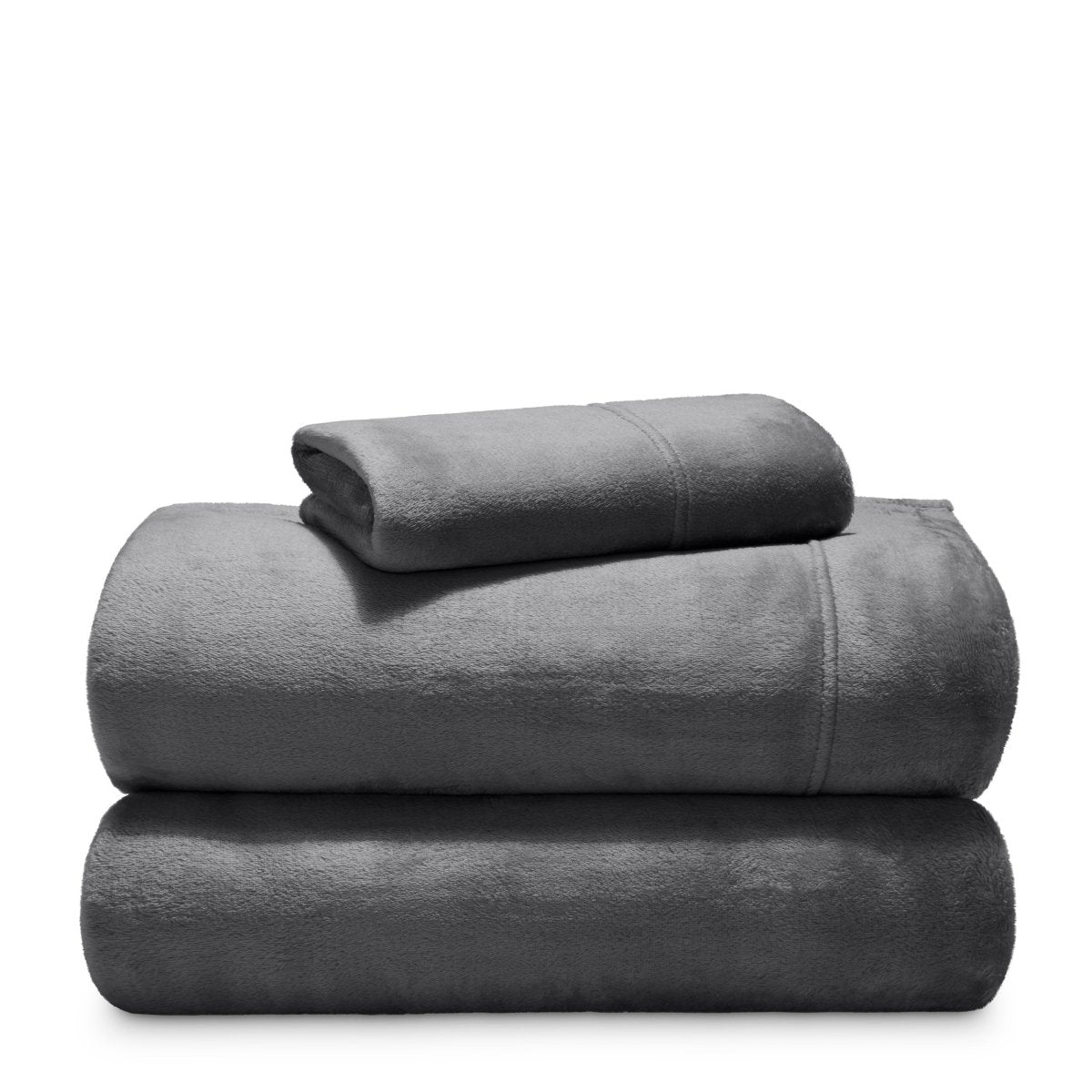 Stack of microplush sheets on a white background