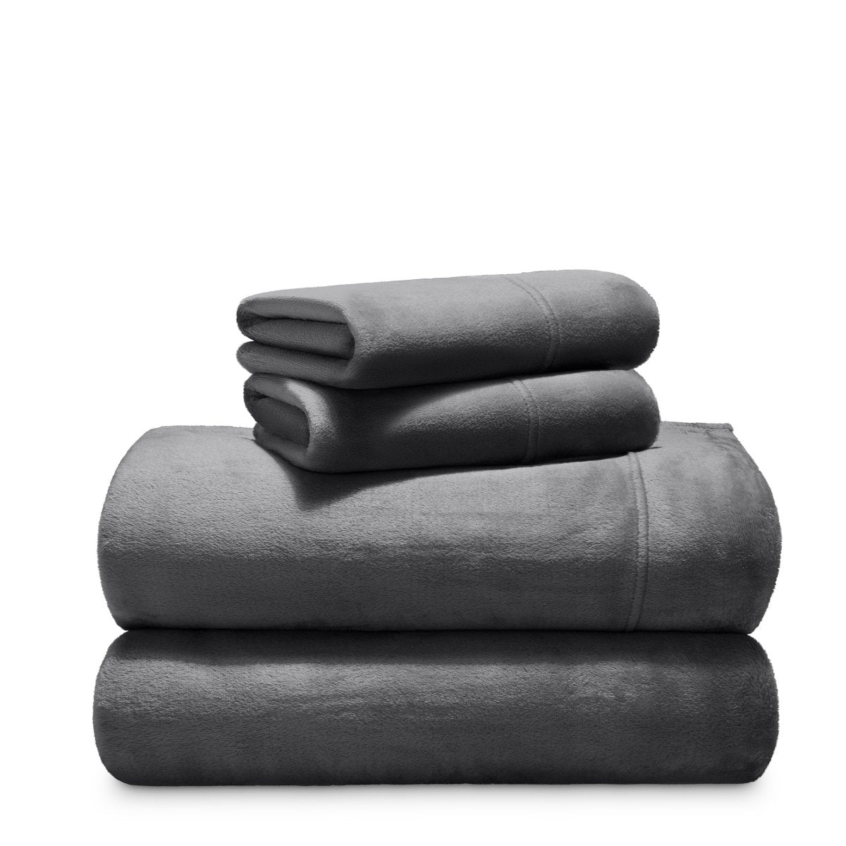 Stack of microplush sheets on a white background