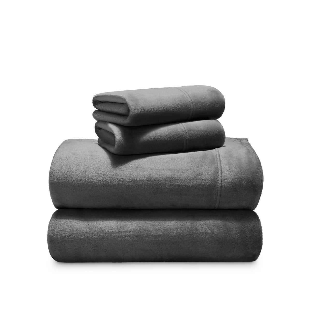 Stack of microplush sheets on a white background