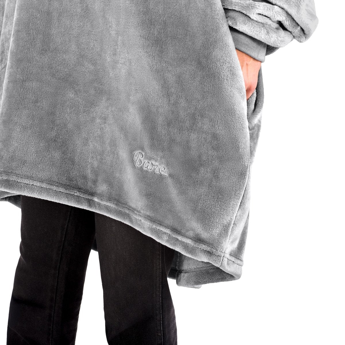 Close up of the side pocket on the wearable blanket