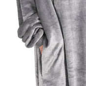 Close up of a side pocket on a microplush wearable blanket