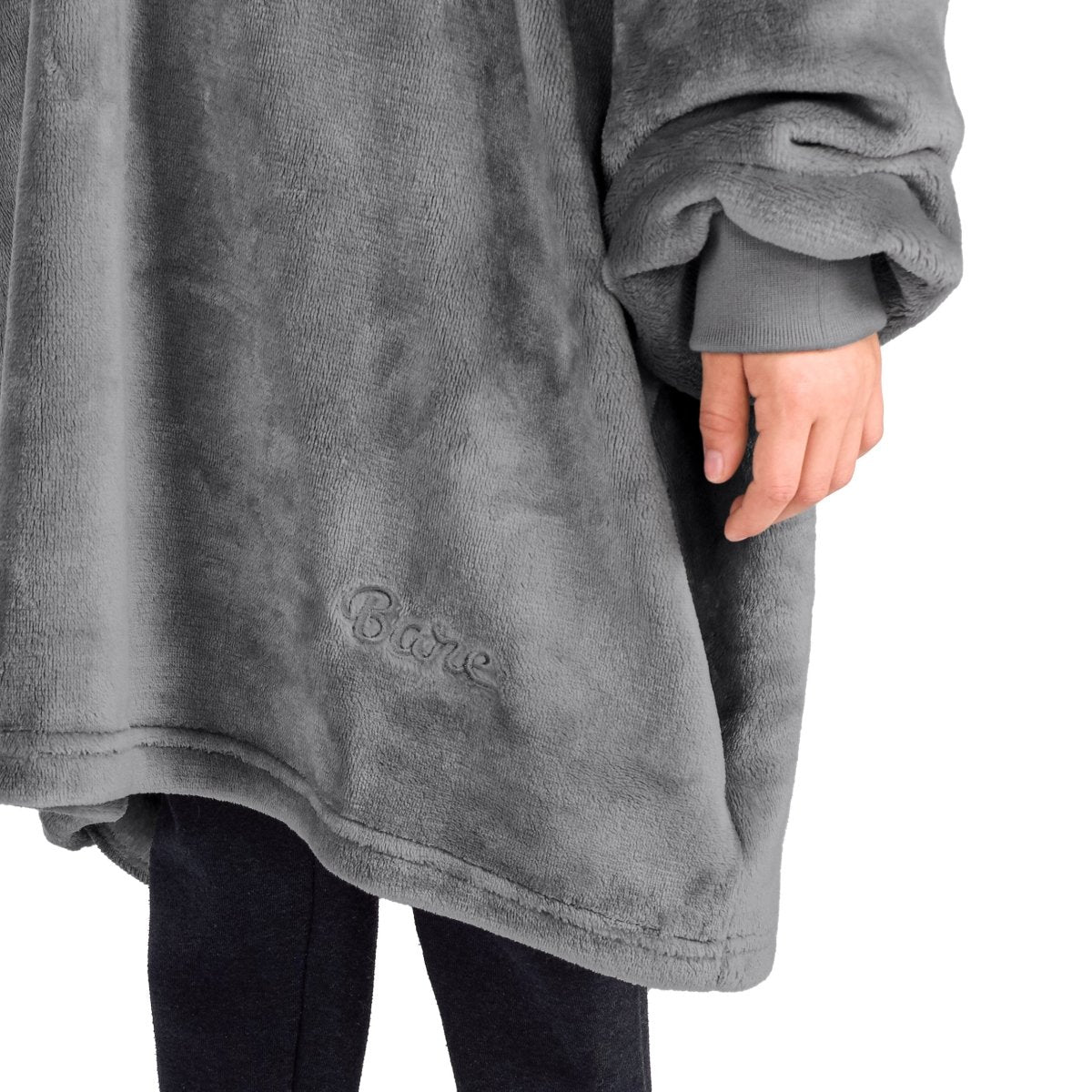 Close up of the side pocket on the wearable blanket
