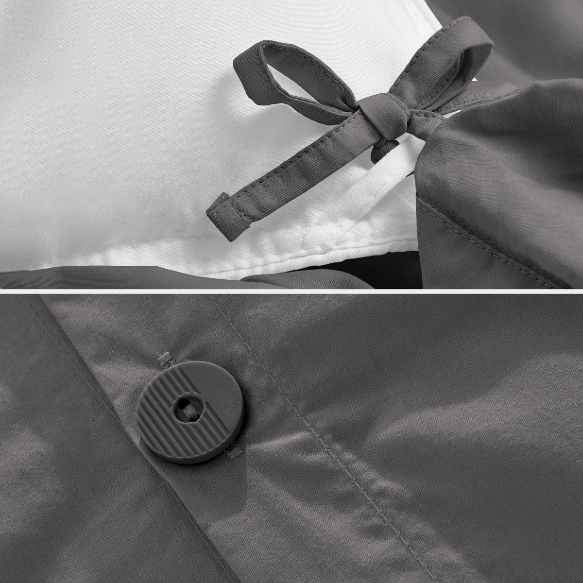 Duvet cover ties and button closure