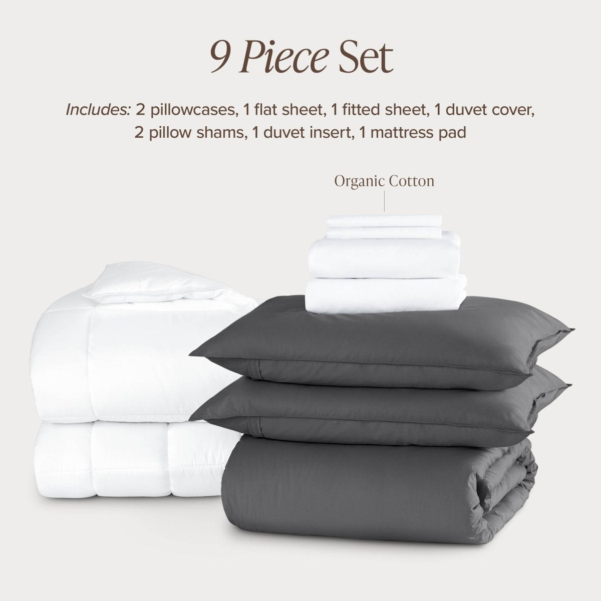 Percale bundle stacked to show what is included