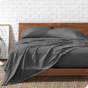 A bed made with organic jersey sheets