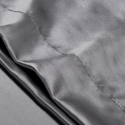 Close-up of the envelope closure on the satin pillowcase
