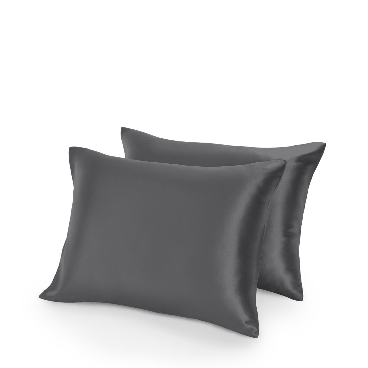 Two satin pillowcases on a white background