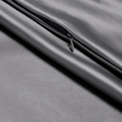 Close-up of poly satin pillowcase with a zipper