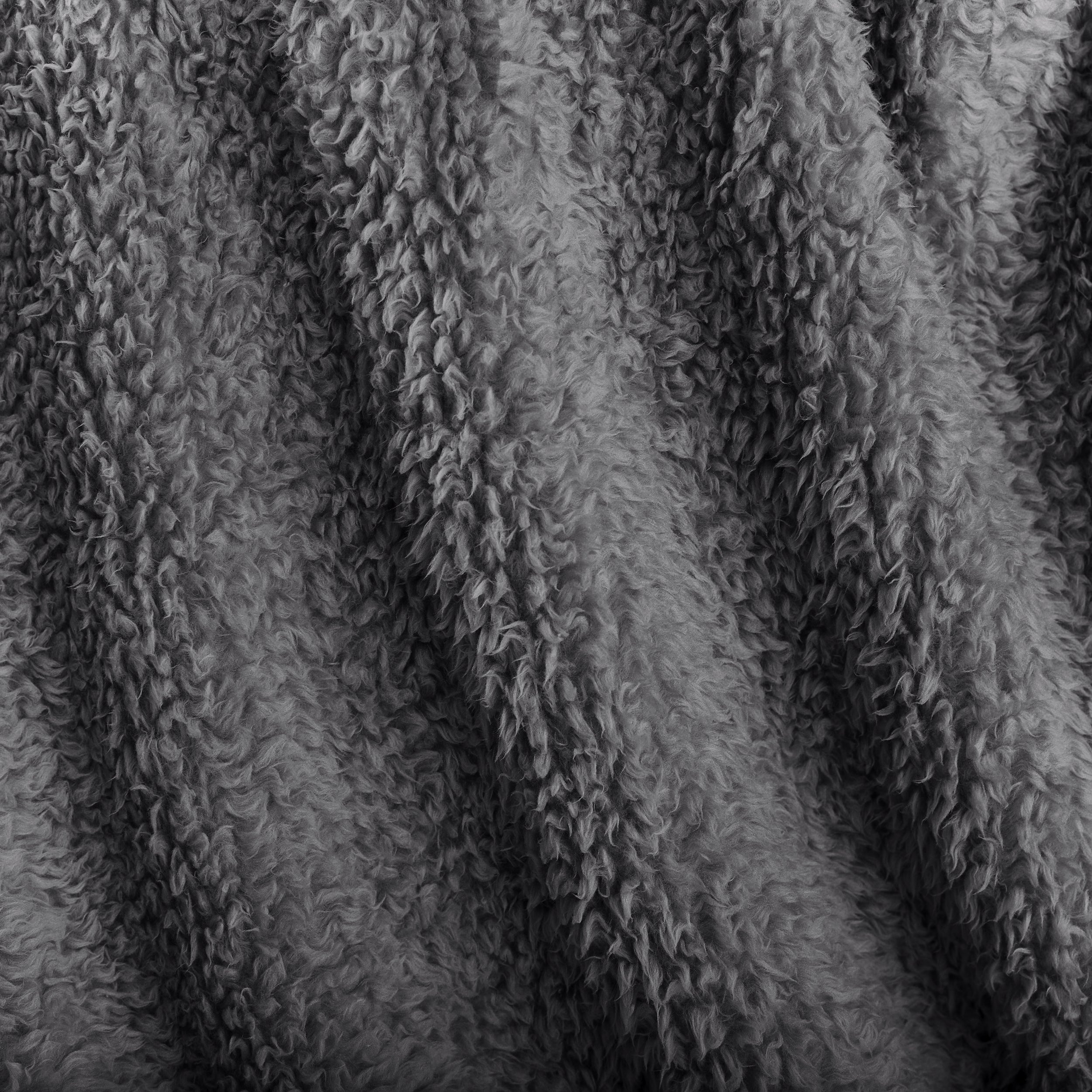 Close-up of textured faux shearling blanket