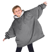 A child with a wearable blanket on