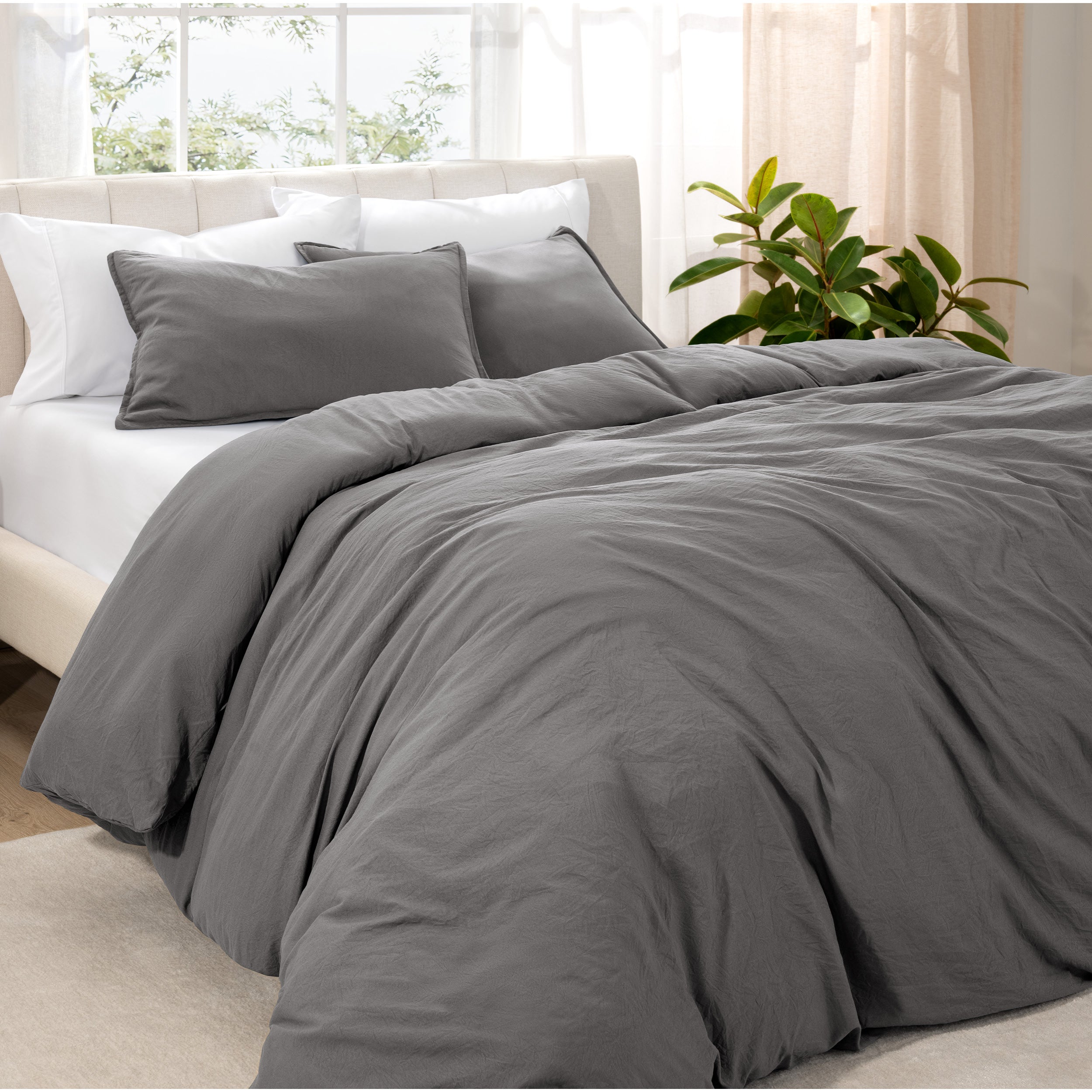 Washed duvet cover set on a bed