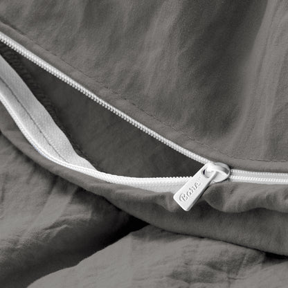 Close-up of the zipper closure on the duvet cover
