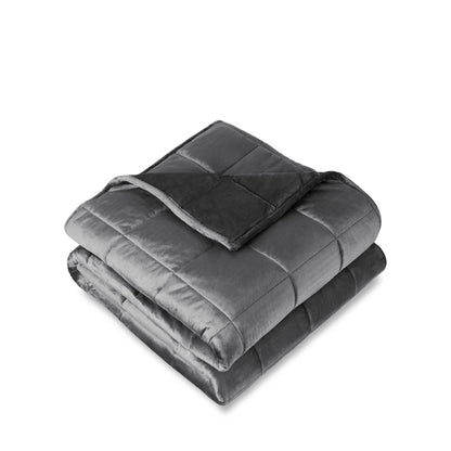 Weighted blanket folded on a white background
