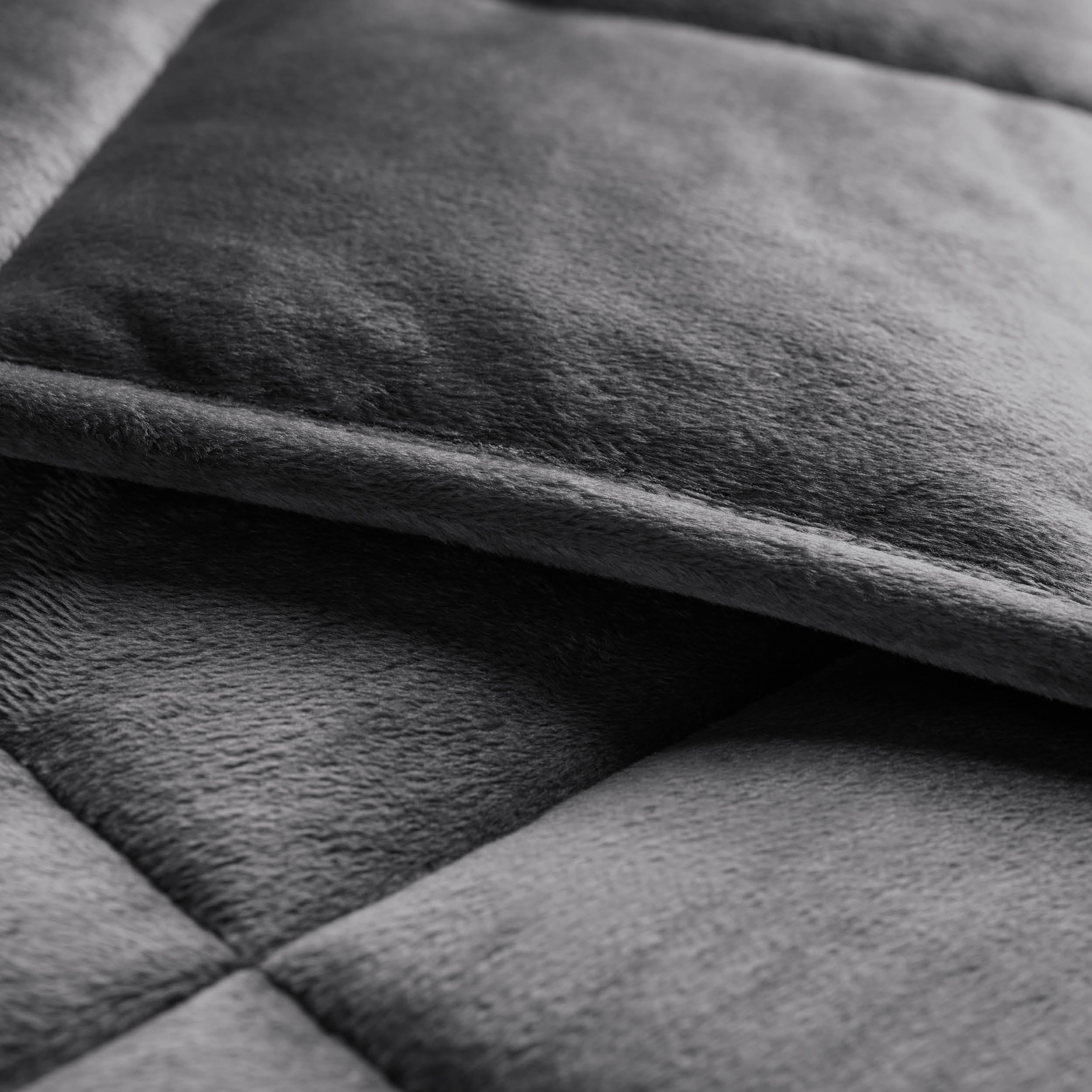 Close-up of a weighted blanket showing the stitching and texture
