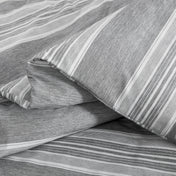 Close-up of gray and white striped fabric