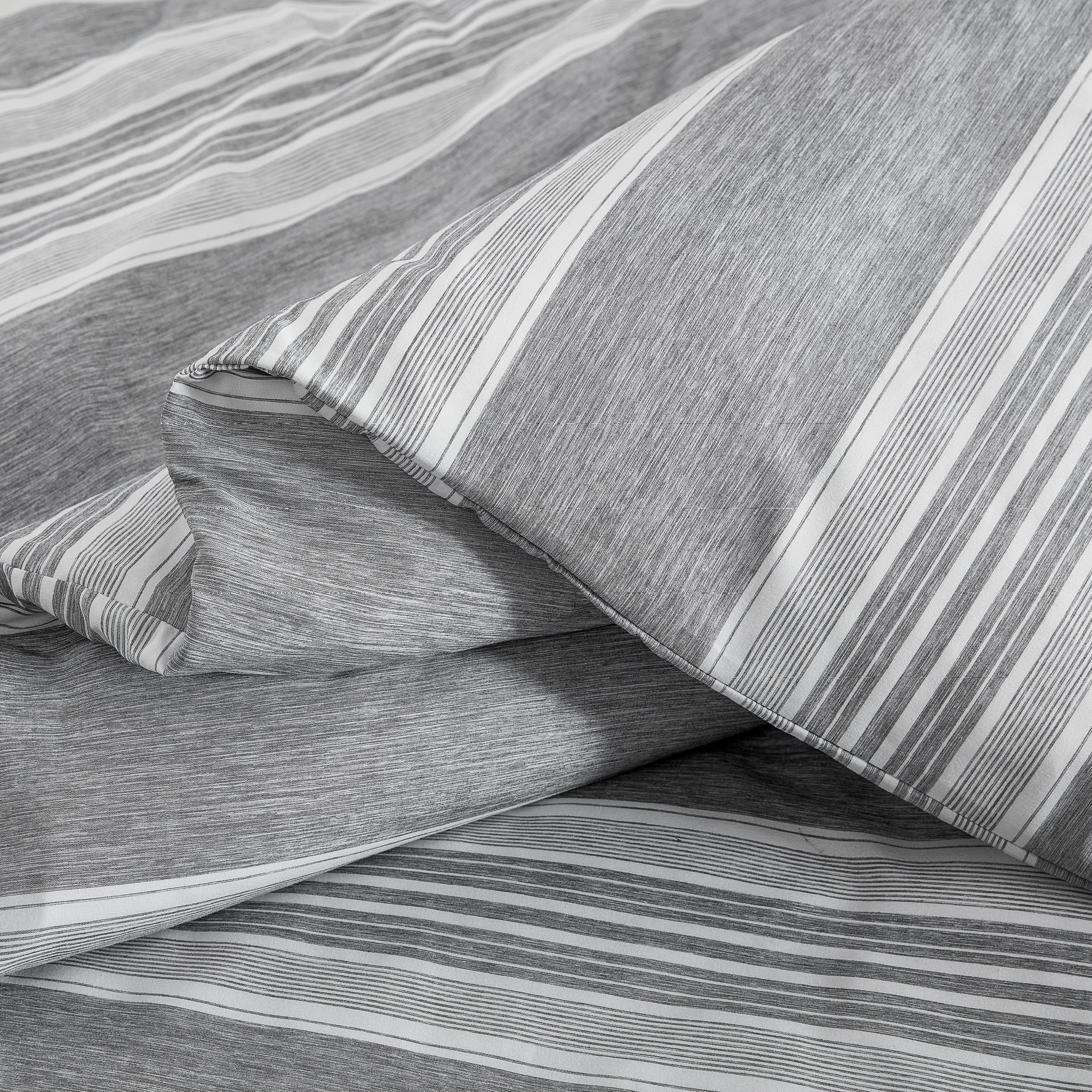 Close-up of gray and white striped fabric