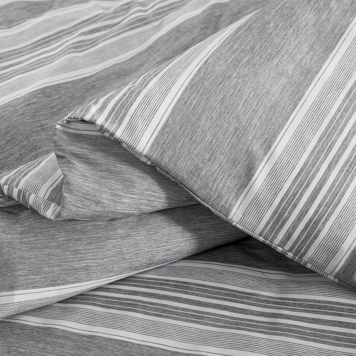 Close-up of gray and white striped fabric