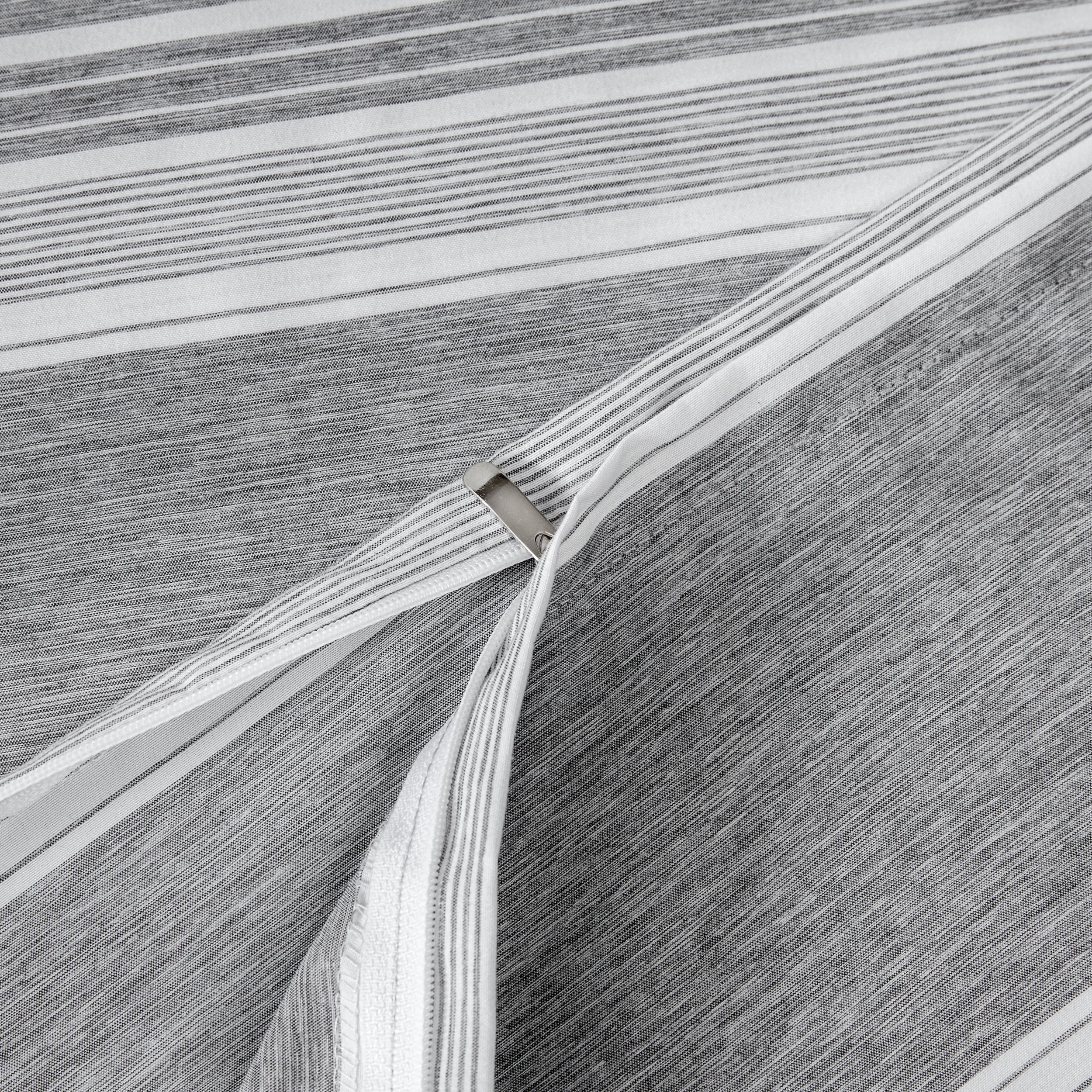 Close-up of a zipper on a duvet cover