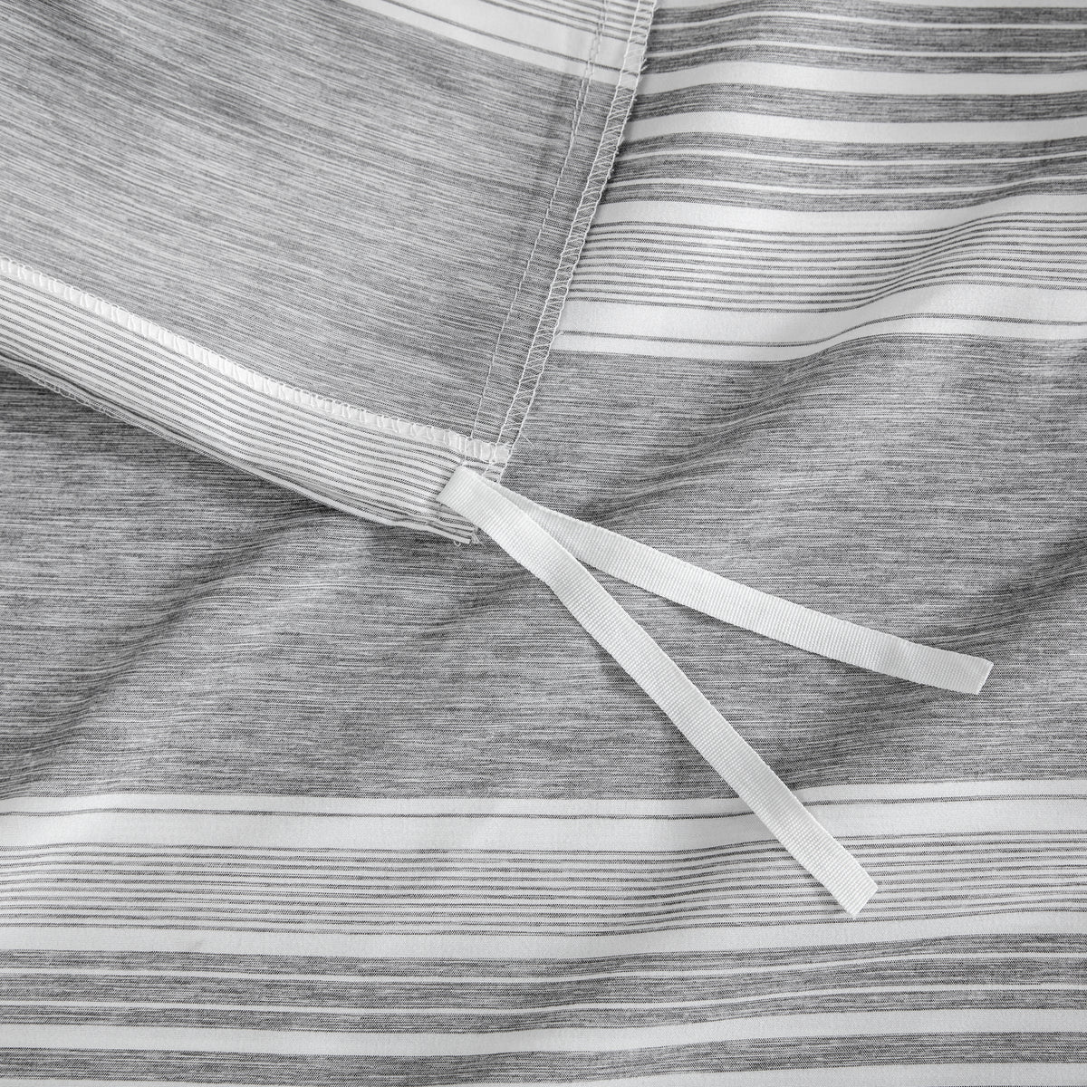 Close-up of a a corner tie detail on a duvet cover