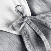 Close-up of a a corner tie detail on a duvet cover