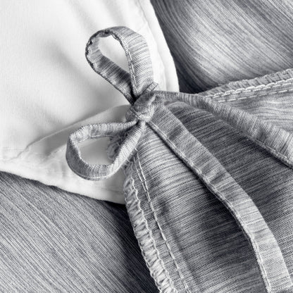 Close-up of a a corner tie detail on a duvet cover