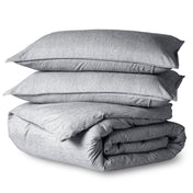 Heathered duvet cover folded and stacked