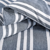 Close-up of blue and white striped fabric