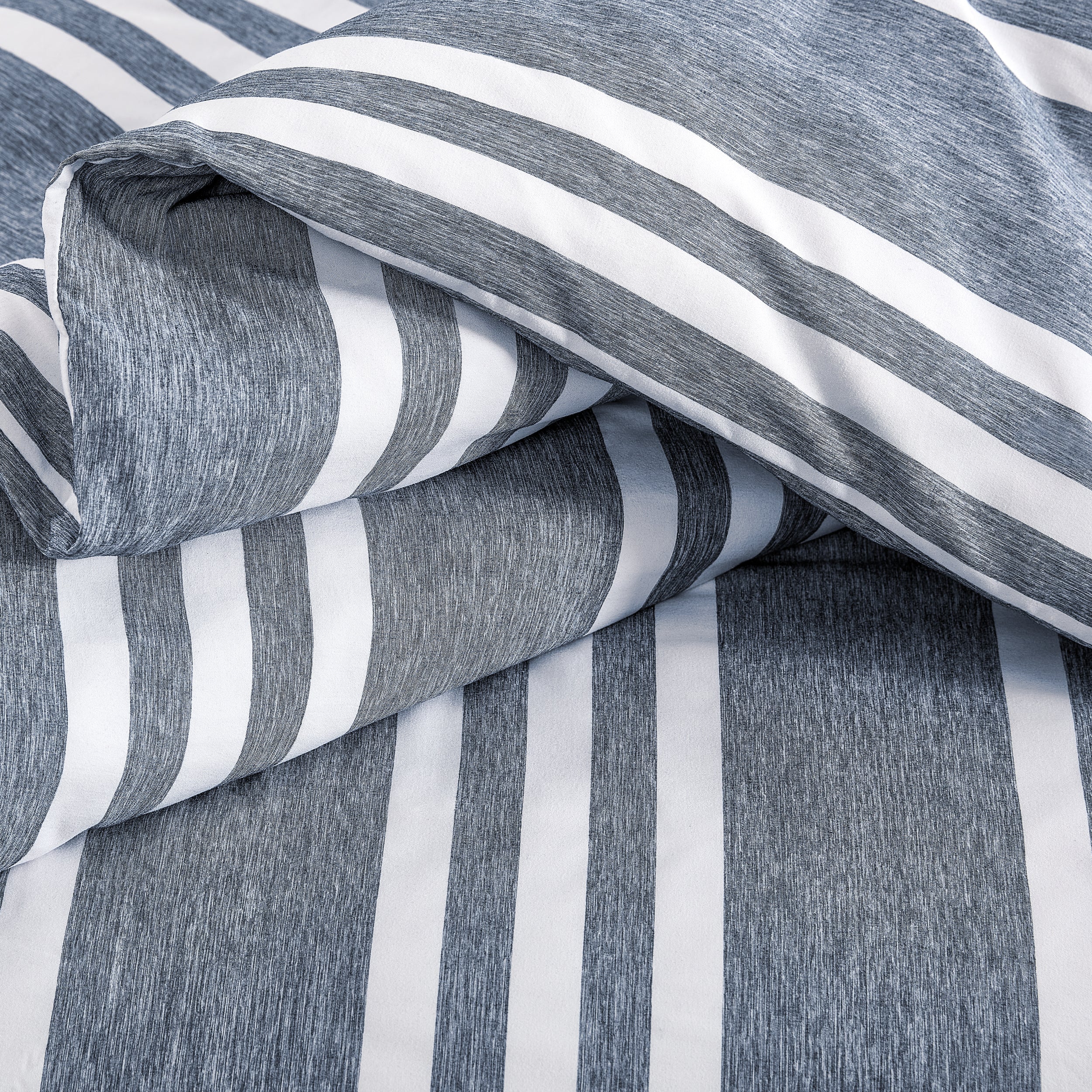 Close-up of blue and white striped fabric